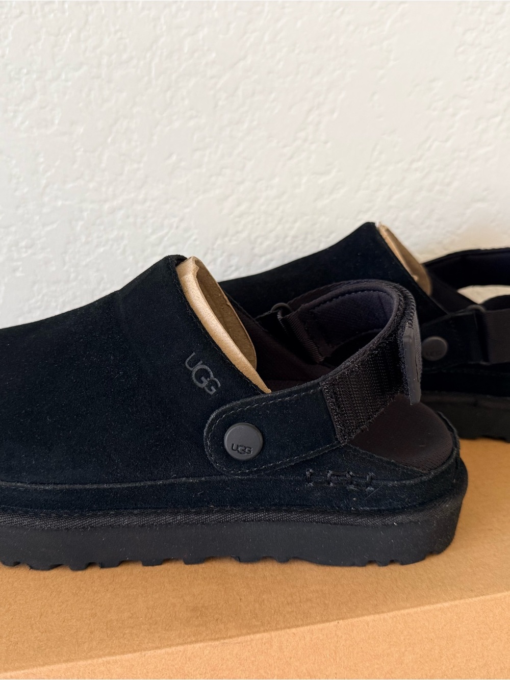 UGG Women’s Black Suede Backstrap Clog - Picture 2 of 8